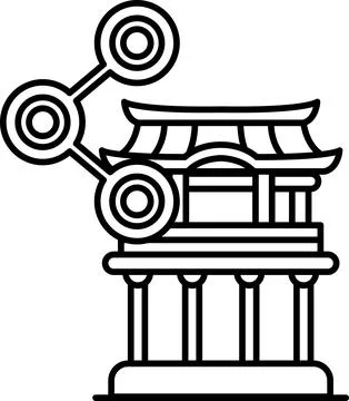A building with three circles on top of it Stock Illustration