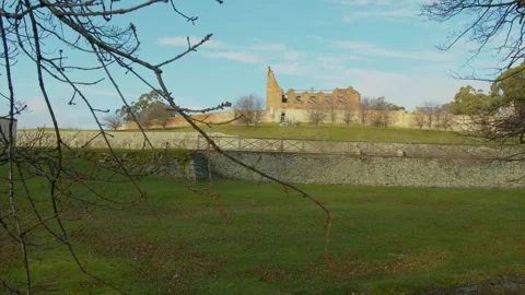 Building through the trees at Port Arthur, Tasmania Video stock 263092571