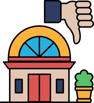 A building with a thumbs down on it Stock Illustration