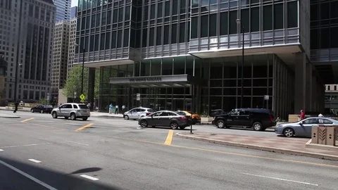 Building Tilt Up Downtown Chicago Stock Footage 79042091