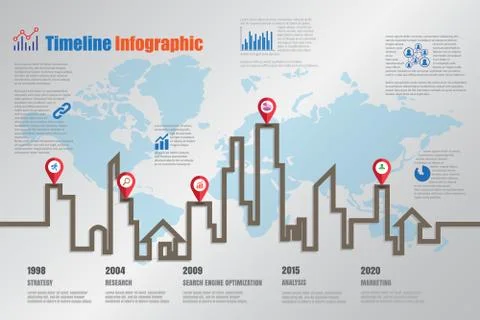 Building Timeline Infographic, Vector Illustration Stock Illustration