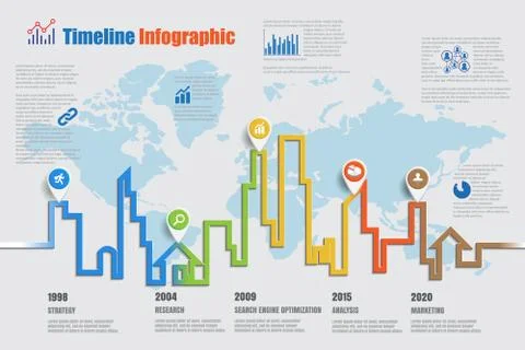 Building Timeline Infographic, Vector Illustration Stock Illustration