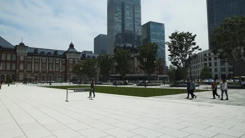 The building of Tokyo station. The square in front of the station. Stock Footage 91852040