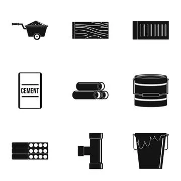 Building tool icon set, simple style Stock Illustration