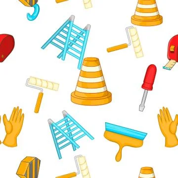 Building tools pattern, cartoon style Stock Illustration