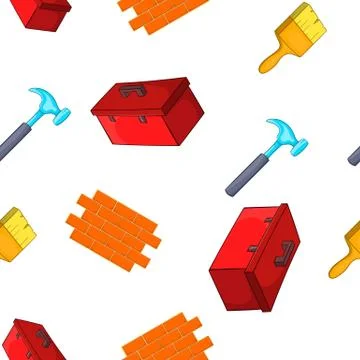 Building tools pattern, cartoon style Ilustración de archivo