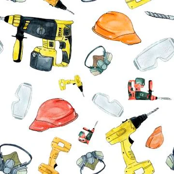 Building tools seamless background Stock Illustration