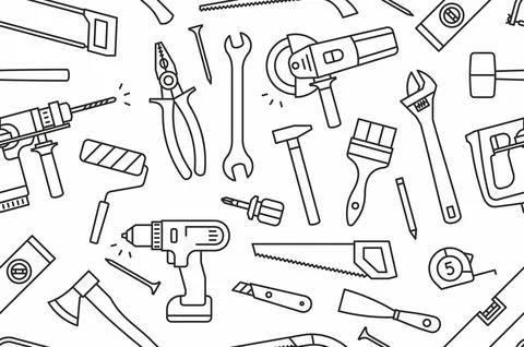 Building tools seamless pattern Illustrazione stock