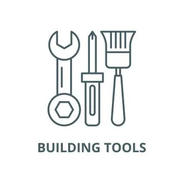Building tools vector line icon, linear concept, outline sign, symbol Ilustración de archivo
