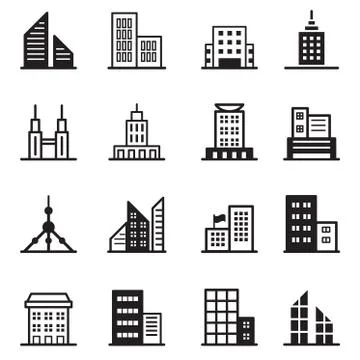Building , tower, Architectural icons Vector illustration symbol set Stock Illustration