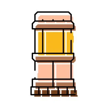 Building tower architecture with yellow and brown accents Ilustración de archivo