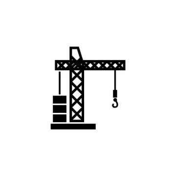 Building Tower Crane Flat Vector Icon Illustrazione stock
