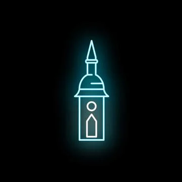 Building tower neon light icon glowing blue Ilustración de archivo