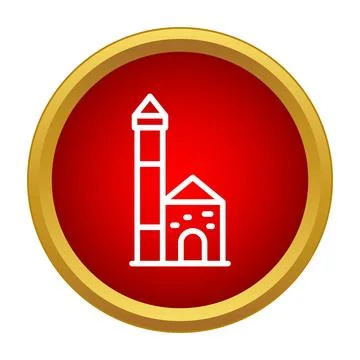 Building tower outline icon in red circle Ilustración de archivo