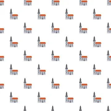 Building with tower seamless pattern background Stock Illustration