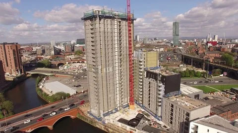 Building tower Under Construction aerial shot Stock Footage 74927745