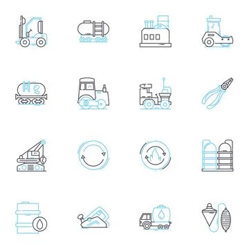 Building trades linear icons set. Carpentry, Roofing, Plumbing, Masonry Ilustración de archivo