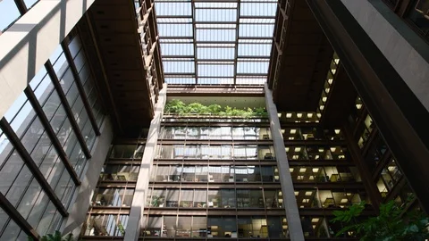 Building with trees at high floor, static Stock Footage 110100736