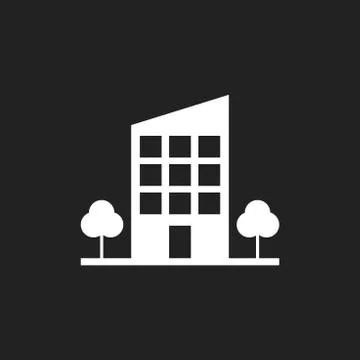 Building with trees icon. Business vector illustration. Stock Illustration