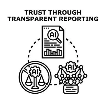 Building trust through artificial intelligence transparency reporting Stock Illustration
