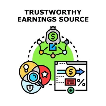 Building trustworthy earnings source and financial income stream Ilustración de archivo