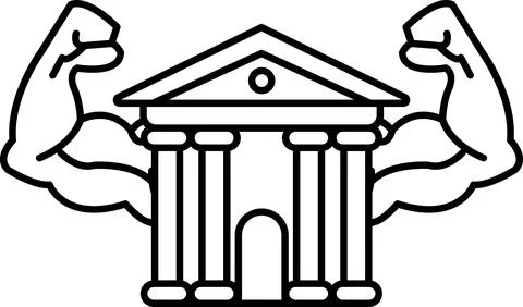A building with two arms holding it up Ilustración de archivo