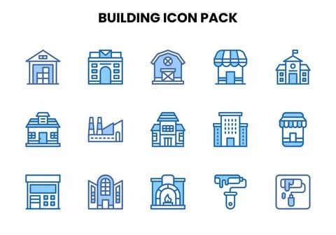 Building Two Colour Graphics Icons Pack Ilustración de archivo
