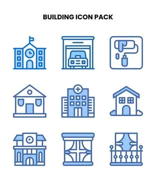 Building Two Colour Scalable Icons Pack Ilustración de archivo