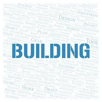 Building typography word cloud create with the text only Ilustración de archivo