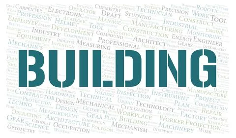Building typography word cloud create with the text only Ilustración de archivo