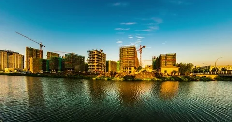 Building Under Construction. 4k time lapse Stock Footage 74645191