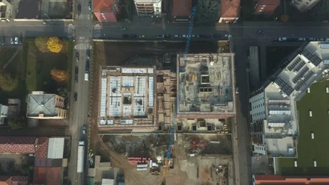 Building under construction aerial view shot from drone 스톡 동영상 99333286