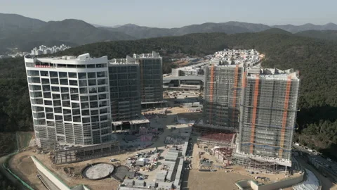 Building Under Construction Aerial View at Tourism Complex OSIRIA, South Korea 스톡 동영상 229830969