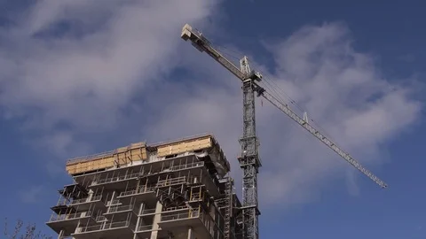 Building under construction apartment crane Stock Footage 74070305