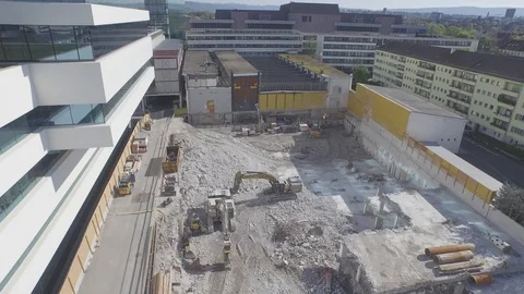 Building under construction in the city center of Basel, Switzerland. Stock Footage 120965508