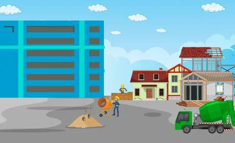 Building Under Construction in City Illustrazione stock