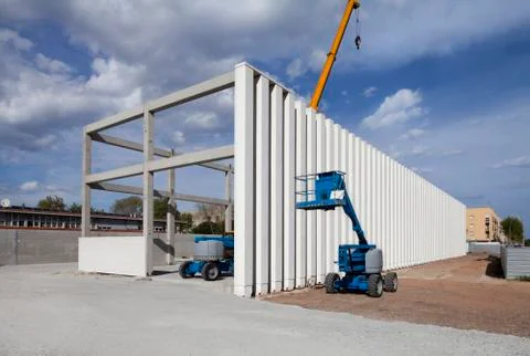 Building under construction. columns. cranes Stock Photos