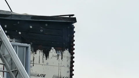 Building under construction completly burned Stock Footage 114805004