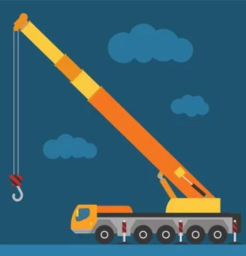 Building under construction crane machine technics vector illustration Stock Illustration