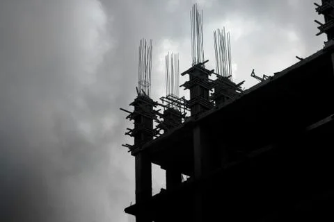 Building under construction at dark sky Stock-Fotos