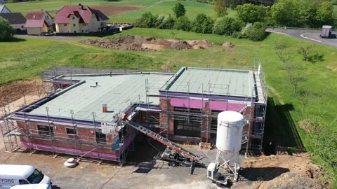 Building Under Construction drone Stock Footage 135232392