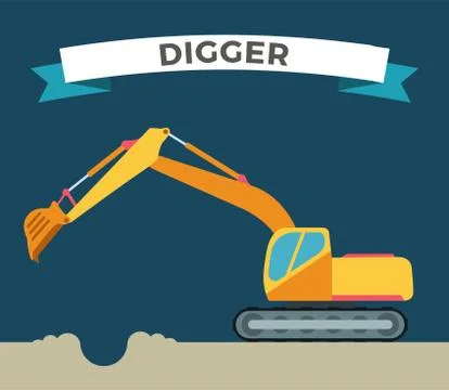 Building under construction excavator technics vector illustration Ilustración de archivo