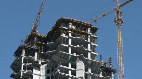 Building under construction in fast developing Doha, the capital of Qatar Video stock 90915955