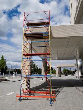 Building is under construction, featuring scaffolding Stock Photos