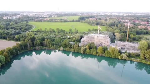 Building under construction in front of the quarry (Milano 3) 2 Video stock 247775803