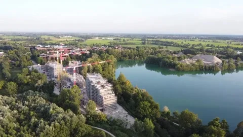 Building under construction in front of the quarry (Milano 3) 3 Video stock 247775811