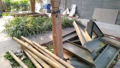 Building under construction with many material Stock Photos