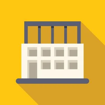 Building under construction with metal frame and windows on yellow background Ilustración de archivo