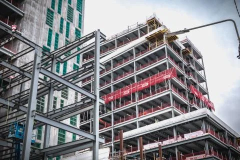 Building under construction in the new high tech district Downtown Docks of d Fotos de archivo