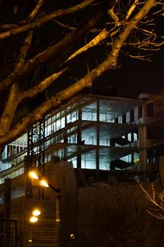 Building under construction at night-1 Stock Photos